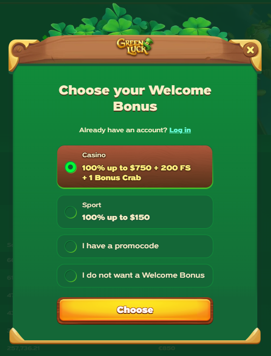 Green Luck casino no deposit bonus